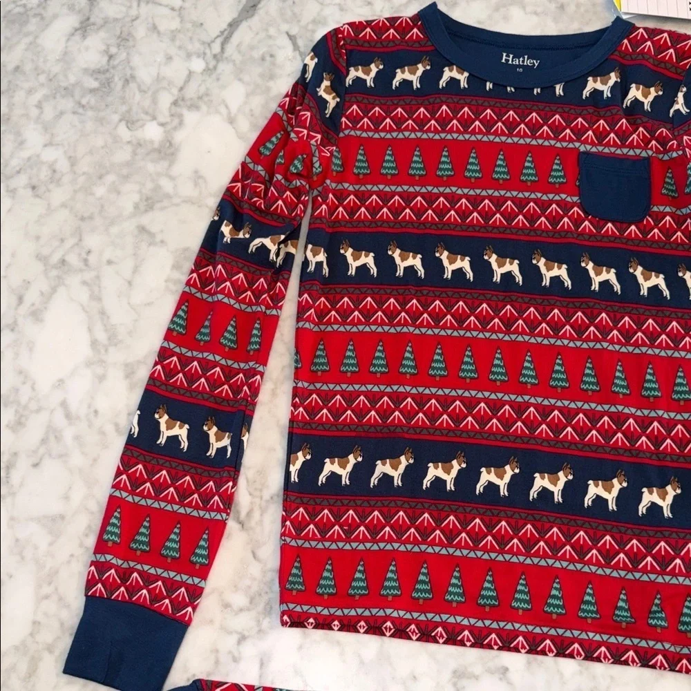 NWT Hatley Kids Holiday Pajama Set - Red and Navy 10